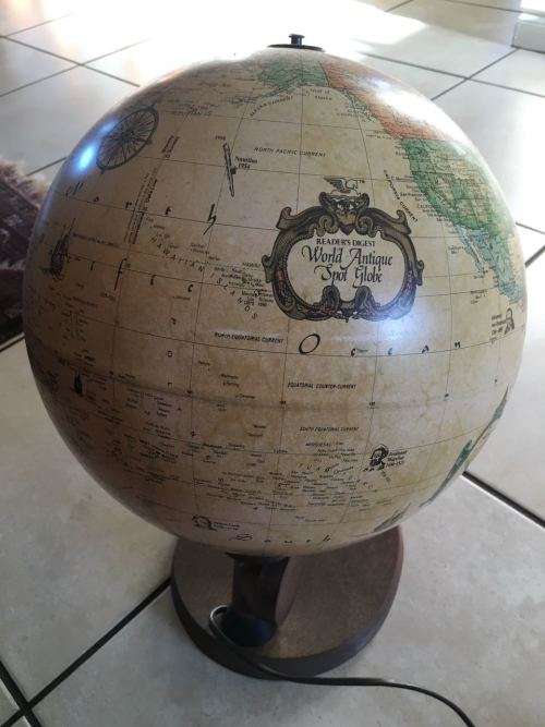 VINTAGE LARGE ILUMINATING GLOBE-GLOBE HEIGHT 42CM-GLOBE NEEDS TO BE REPLACED