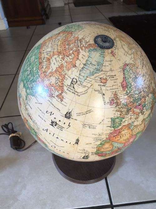 VINTAGE LARGE ILUMINATING GLOBE-GLOBE HEIGHT 42CM-GLOBE NEEDS TO BE REPLACED