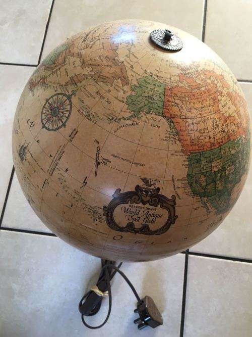 VINTAGE LARGE ILUMINATING GLOBE-GLOBE HEIGHT 42CM-GLOBE NEEDS TO BE REPLACED