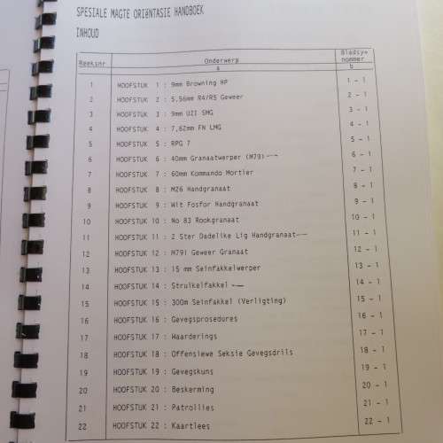 RECCE -SPESIALE MAGTE ORIENTASIE HANDBOEK-A FACSIMILE COPY- 210 PAGES