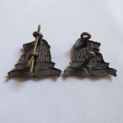 REGIMENT DE LA REY COLLAR BADGE PAIR-WORN 1939-45-LUGS INTACT