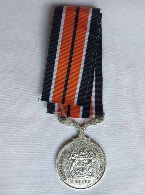 FULL SIZE GENERAL SERVICE MEDAL PEBBLED SURFACE & UNI-FACE SUSPENDER-NUMBERED 30CM RIBBON