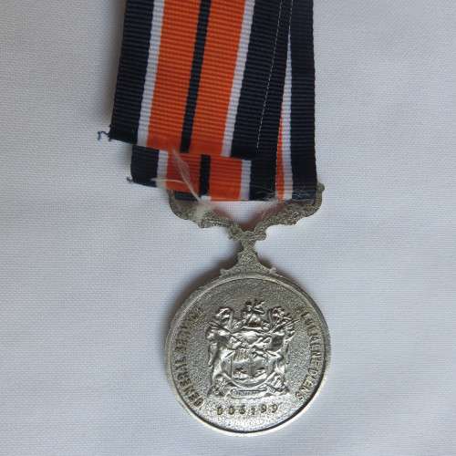 FULL SIZE GENERAL SERVICE MEDAL PEBBLED SURFACE & UNI-FACE SUSPENDER-NUMBERED 30CM RIBBON