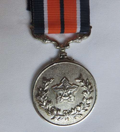 FULL SIZE GENERAL SERVICE MEDAL PEBBLED SURFACE & UNI-FACE SUSPENDER-NUMBERED 30CM RIBBON