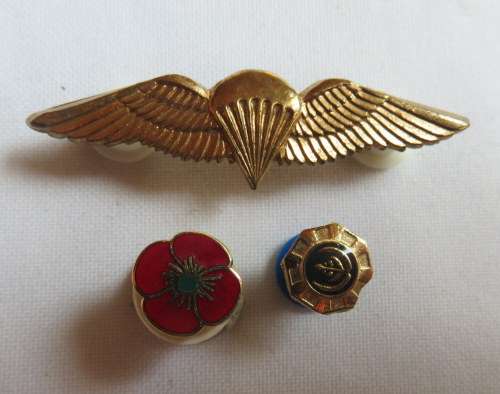 SA PARACHUTE BASIC GILDING METAL MESS DRESS WING-WORN FROM 1980'S-SOLD WITH 2 PINS