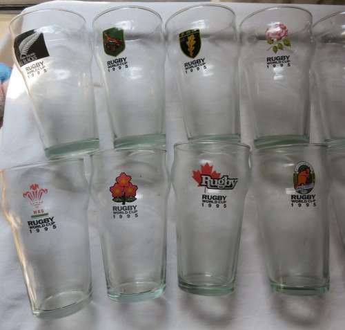 1995 WORLD CUP SET OF GLASSES-16 IN TOTAL-HEIGHT OF THE GLASSES 14 CM-TOP DIAMETER 7,8 CM