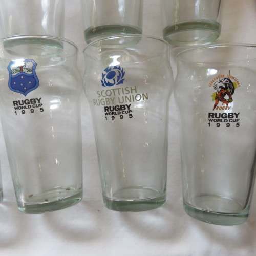 1995 WORLD CUP SET OF GLASSES-16 IN TOTAL-HEIGHT OF THE GLASSES 14 CM-TOP DIAMETER 7,8 CM