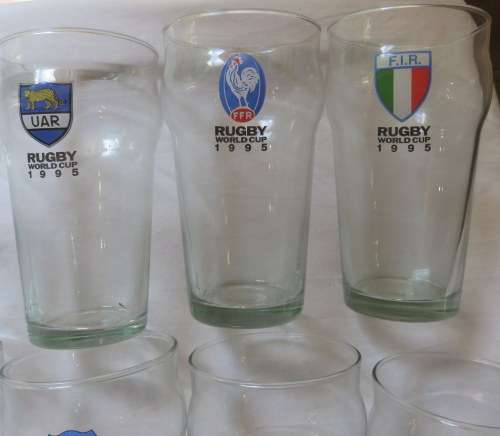 1995 WORLD CUP SET OF GLASSES-16 IN TOTAL-HEIGHT OF THE GLASSES 14 CM-TOP DIAMETER 7,8 CM