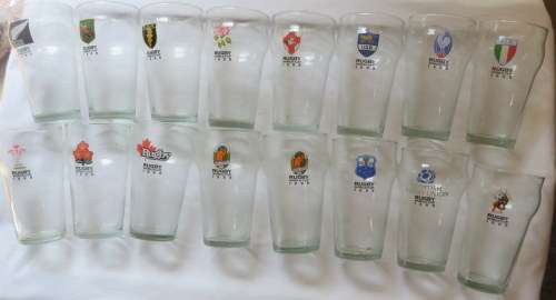 1995 WORLD CUP SET OF GLASSES-16 IN TOTAL-HEIGHT OF THE GLASSES 14 CM-TOP DIAMETER 7,8 CM