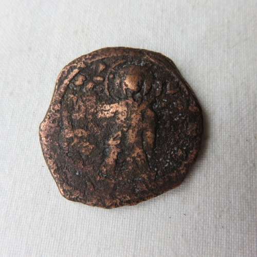ROMAN BRONZE-BYZANTINE 750 AD-2 EMPERORS-REVERSE BUST OF CHRIST-DIAMETER 28MM