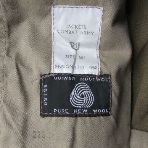 ORIGINAL MILITARY ISSUE BUNNY JACKET WITH MILITARY & PURE WOOL LABELS-SIZE  MEDIUM-DATED 1968-MEASUR