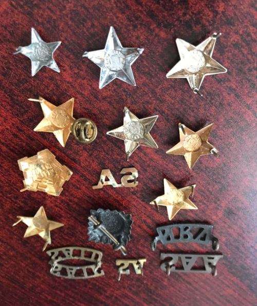 SELECTION OF 15 SA TITLES & RANKS-SOLD TOGETHER-LUGS + PINS COMPLETE
