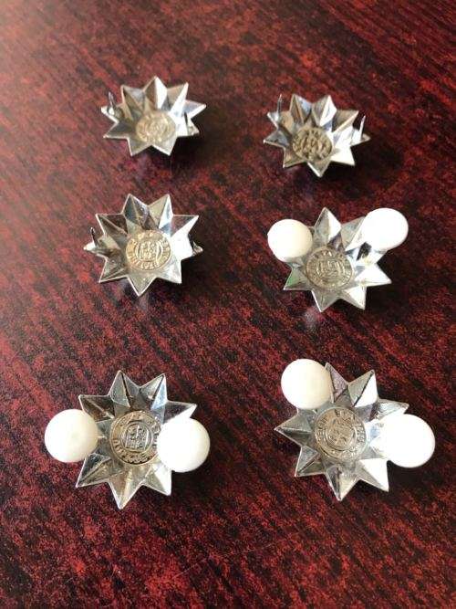 SA ARMY 9 POINT RANKS-WORN 1996-2002-6X LARGE-CHROME-PINS INTACT