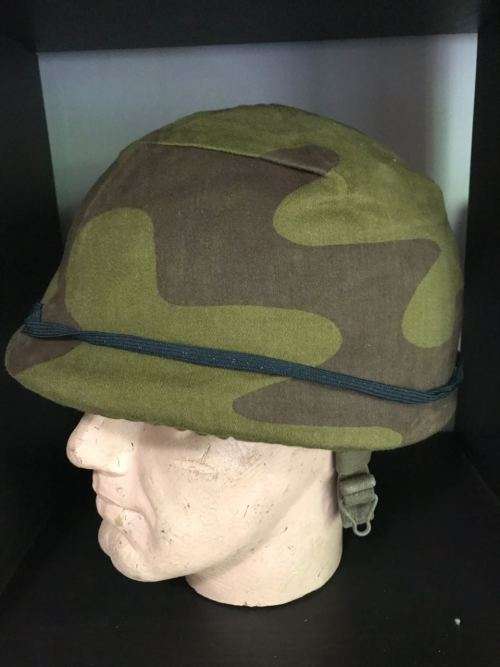 GERMAN TYPE RECCE TRAINING HELMET WITH 2 TONE CAMO COVER -GOOD CONDITION-ORIGINAL