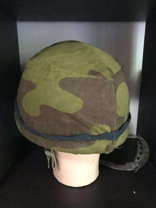GERMAN TYPE RECCE TRAINING HELMET WITH 2 TONE CAMO COVER -GOOD CONDITION-ORIGINAL