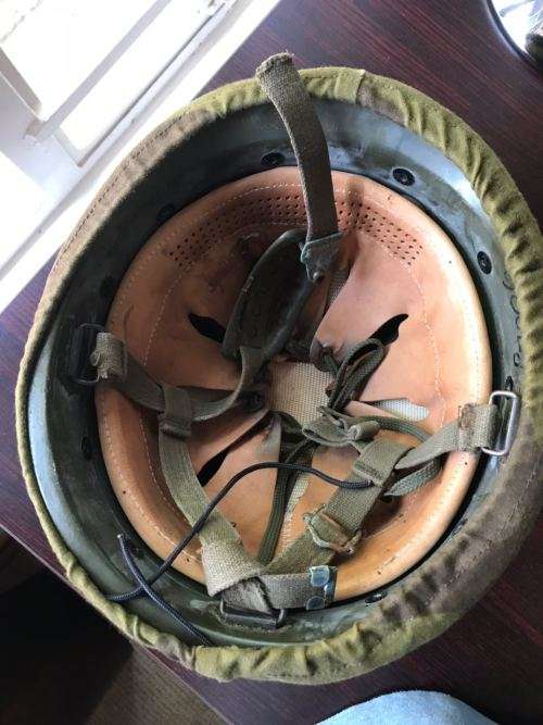 GERMAN TYPE RECCE TRAINING HELMET WITH 2 TONE CAMO COVER -GOOD CONDITION-ORIGINAL