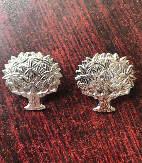 REGIMENT VRYSTAAT CHROMED COLLAR BADGE PAIR-PINS INTACT