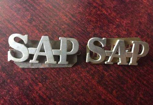 OLD POLICE WHITE METAL TITLES(LARGE)-WORN BY NATIVE POLICE CONSTABLES-LUGS COMPLETE