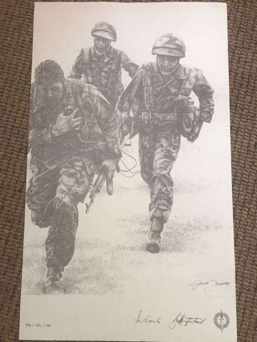 SA RECCE REGT. PENCIL SKETCH BY L. GREWAR STEENKAMP-SIGNED BY MAJ. GEN F.W. LOOTS & COL. JAN BREYTEN