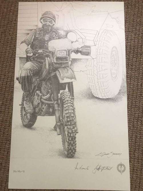 SA RECCE REGT. PENCIL SKETCH BY L. GREWAR STEENKAMP-SIGNED BY MAJ. GEN F.W. LOOTS & COL. JAN BREYTEN