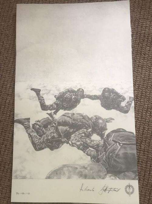 SA RECCE REGT. PENCIL SKETCH BY L. GREWAR STEENKAMP-SIGNED BY MAJ. GEN F.W. LOOTS & COL. JAN BREYTEN