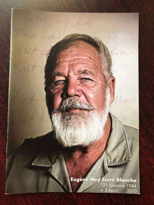 AWB EUGENE TERBLANCHE FUNERAL LETTER