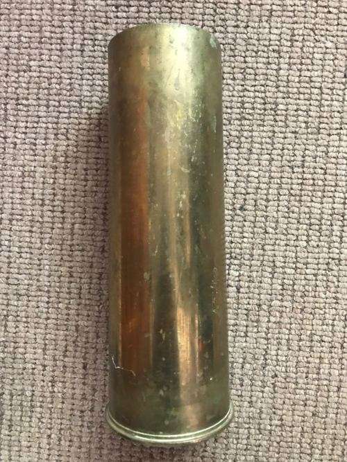 WW2 SPENT SHELL 90MM-HEIGHT 29CM-DIAMETER AT THE BASE 11.5CM-DATED 1965