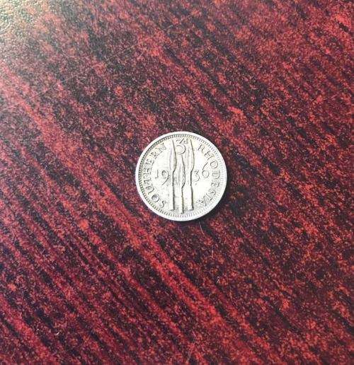 SOUTHERN RHODESIA 1936 THREE PENCE-925 SILVER
