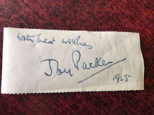 ORIGINAL SIGNATURE FOR WELL KNOWN ACTRESS & TELEVISION PRODUCER JOY PARKER 22/12/1922-7/11/2012