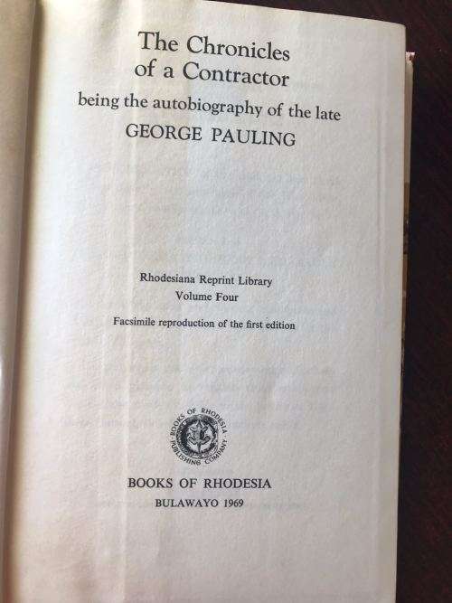 THE CRONICLES OF A CONTRACTOR RHODESIAN REPRINT LIBRARY-PUBLISHED 1969-HARDCOVER WITH DUSTCOVER-264