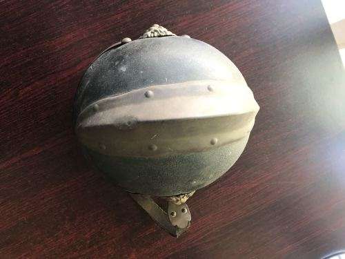 VINTAGE PRE WW1 LEATHER AND BRASS FIREMANS HELMET WITH BRASS MOUNTS-LABELLED MULIER 11