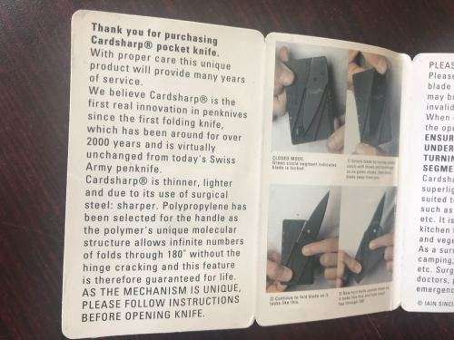 CARDSHARP CREDIT CARD FOLDING SAFETY KNIFE