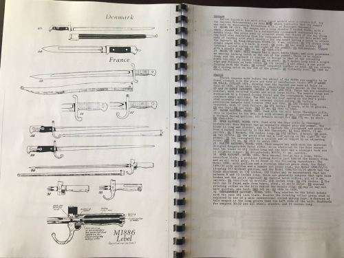 A PRIMER OF WORLD BAYONETS BY JOHN WALTER & GORDON HUGHES-SPIRAL BOUND PHOTO COPY -51 PAGES