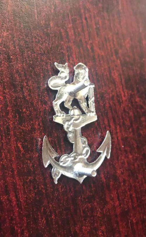 NAVY CADETS ,CHROMED BERET BADGE-WORN FROM 1964- 2X SCREW LUGS