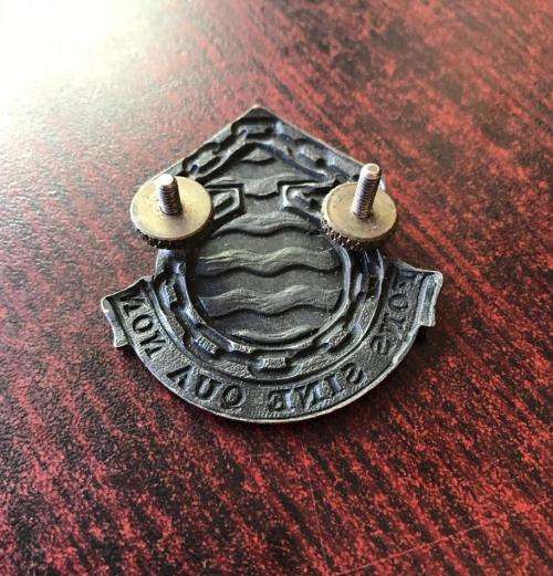 ORDNANCE SERVICES CORPS CAP BADGE-APPROVED IN 1977-1ST TYPE-2X SCREW LUGS