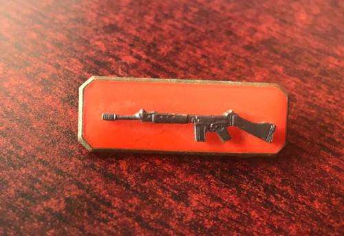 SA ARMY MARKSMAN QUALIFICATION BADGE-BRONZE RIFLE- 2 PINS