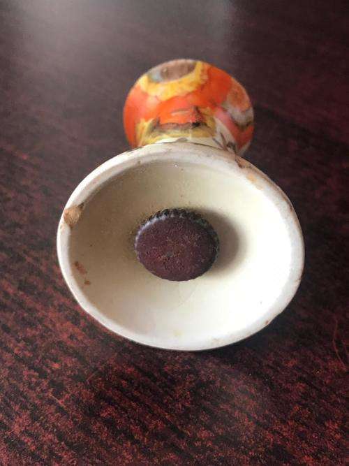 CLARICE CLIFF SALT & PEPPER SET-SOLD WITH A MUSTARD POT WITH THE SAME PATTERN-HEIGHT OF THE SALT & P