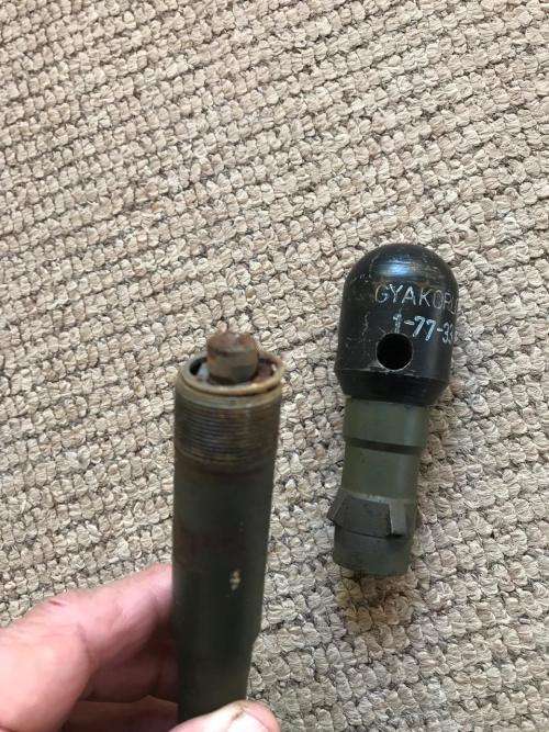 BULGARIAN AK 47 RIFLE GRENADE, ANTI PERSONNEL BORDER WAR PERIOD-INERT/DISPLAY-SCARCE-TOTAL LENGTH 2
