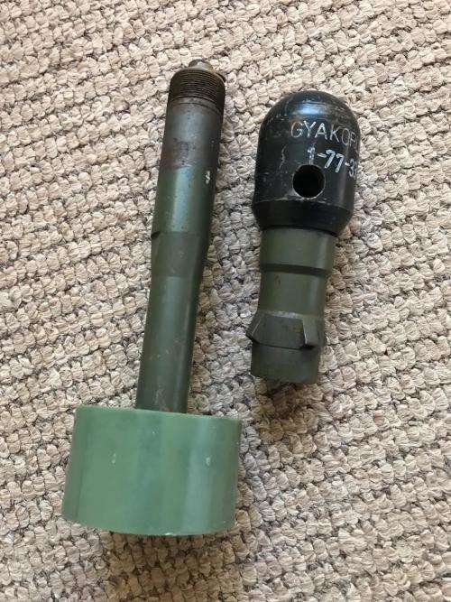 BULGARIAN AK 47 RIFLE GRENADE, ANTI PERSONNEL BORDER WAR PERIOD-INERT/DISPLAY-SCARCE-TOTAL LENGTH 2