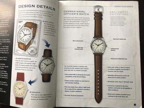 REPLICA OF THE GERMAN NAVAL OFFICERS WATCH 1940'S WITH 15 PAGE BOOKLET ON THE HISTORY OF THE WATCH