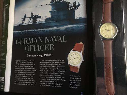 REPLICA OF THE GERMAN NAVAL OFFICERS WATCH 1940'S WITH 15 PAGE BOOKLET ON THE HISTORY OF THE WATCH