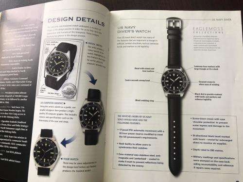 REPLICA OF THE US NAVY DIVERS WATCH-WORN 1970'S-WITH 15 PAGE BOOKLET ON THE HISTORY BEHIND IT