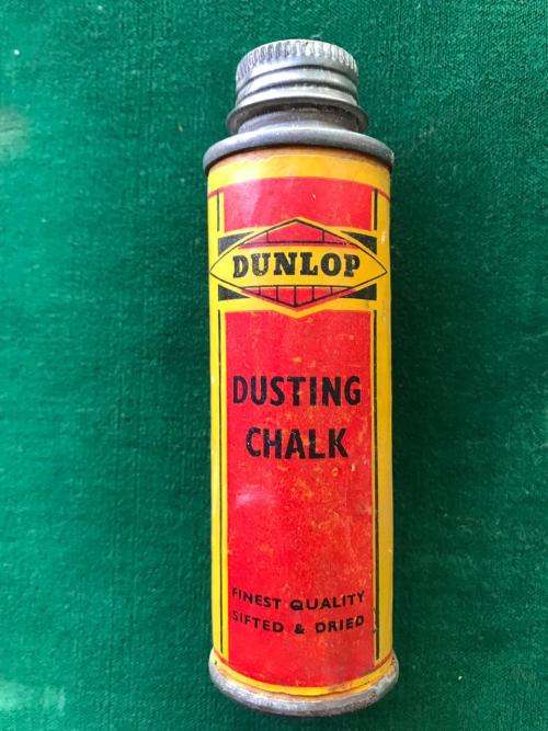 VINTAGE DUNLOP DUSTING CHALK(STILL FULL) TIN-DIAMETER 31MM HEIGHT 105MM