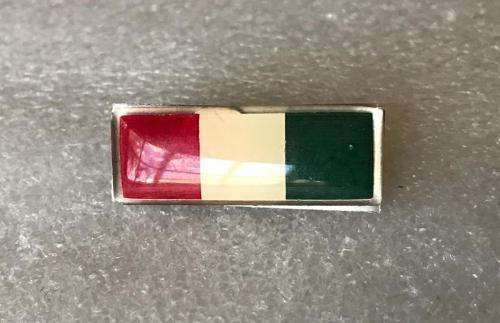 SA INTELLIGENCE CORPS BERET BAR-SIGNAL RED/WHITE/ RIFLE GREEN- 2 PINS- ORIGINAL