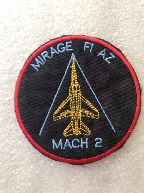 1 SQUADRON MIRAGE F1 AZ MACH 2 PATCH-WORN 1990'S-1997 ON LEFT BREAST BY MEMBERS WHO BROKE THE SOUND