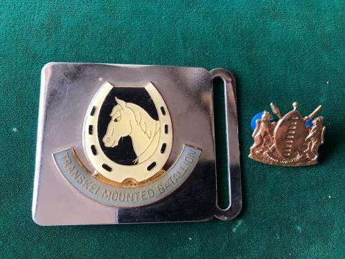 TRANSKEI MOUNTED BATTALION STABLE BELT BUCKLE-SOLD WITH ONE COLLAR