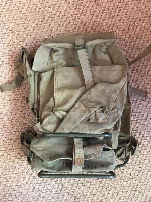 COMPLETE A53/B57 RADIO CARRY BAG WITH STEEL FRAME IN VERY GOOD & COMPLETE CONDITION-FRAME MEASURES 4