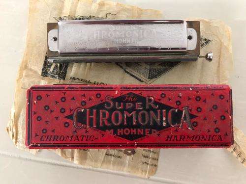 ORIGINAL 12 HOLE SUPER CHROMONICA HOHNER HARMONICA WITH CASE STILL IN VERY GOOD CONDITION