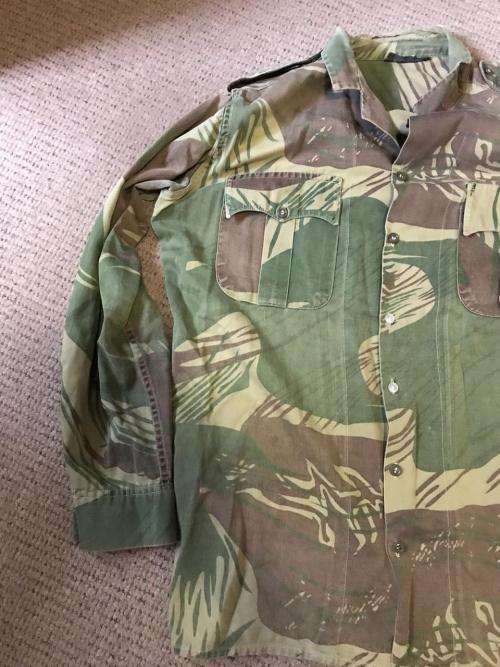 RHODESIAN CAMO LONG SLEEVE SHIRT-WELL WORN-SIZE LARGE-MEASURES 60CM ARMPIT TO ARMPIT