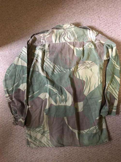 RHODESIAN CAMO LONG SLEEVE SHIRT-WELL WORN-SIZE LARGE-MEASURES 60CM ARMPIT TO ARMPIT